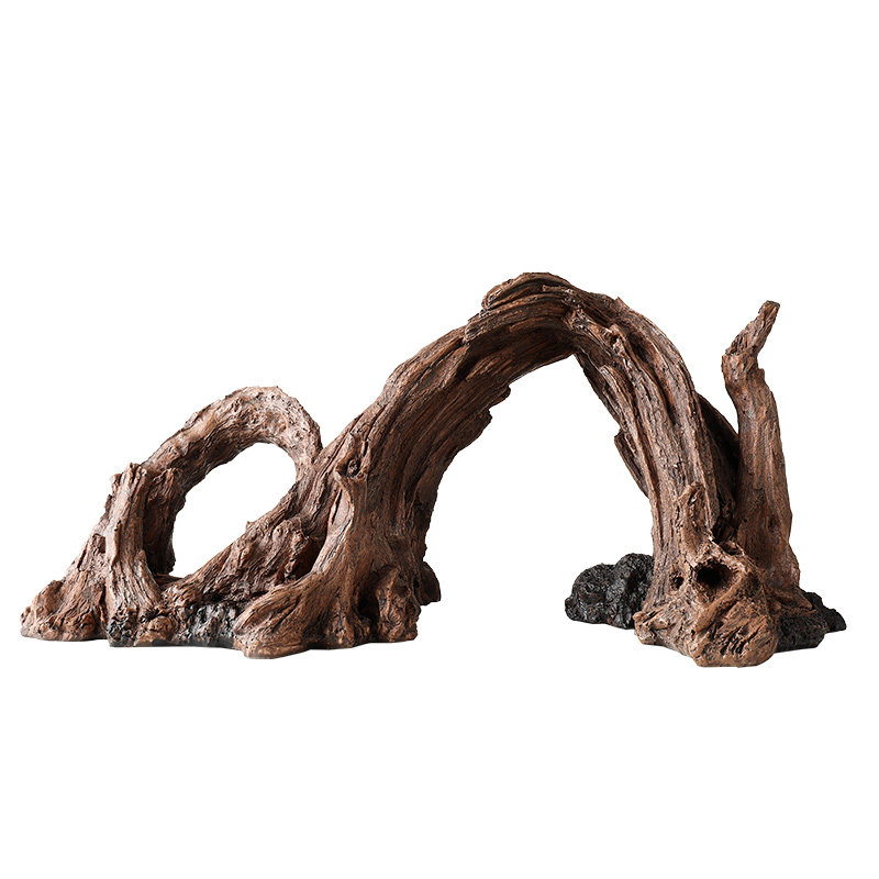 鱼缸仿真枯木爬宠洞穴装饰树脂树皮洞树头躲避洞水族箱沉木景摆件 - 图3