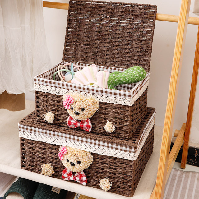 Braided fabric underwear cosmetic storage box with cover