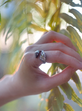 monvatoo官方纯银凤凰可调节戒指