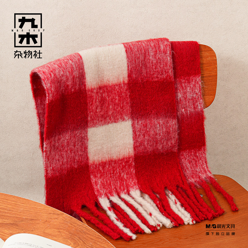 九木杂物社针织围巾小红帽冬季保暖手套红色喜庆围脖女圣诞节礼物