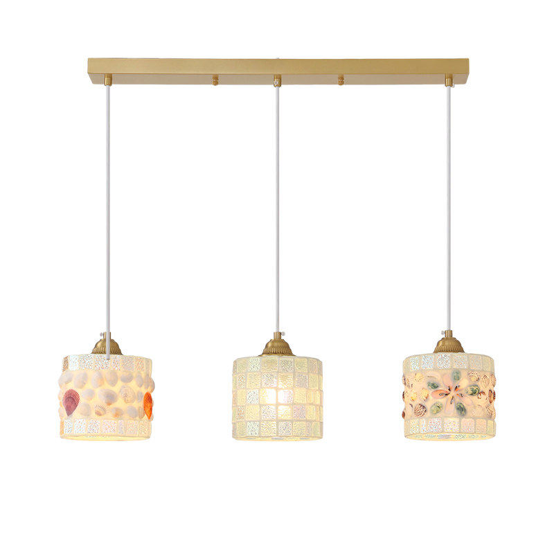 复古彩色玻璃餐厅吊灯三头轻法式蒂凡尼地中海贝壳过道吧台岛台灯,淘宝优惠券,粉丝福利购,淘宝优惠卷