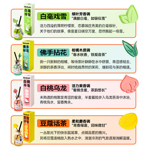 birdtalk布尔桃玩味茶香无火香薰家用室内卧室男生香氛办公室 - 图1
