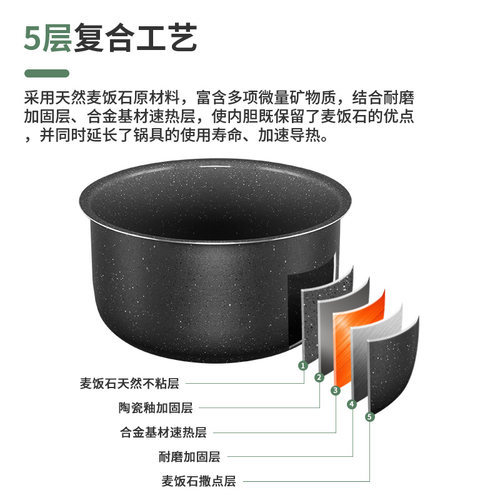 适用于美的电饭煲内胆MB-FS40H/FS405/FS4010B麦饭石陶晶内锅 - 图2