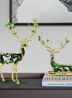 酒柜锌合金水晶鹿鹿生辉马到成功