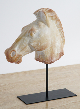 京茵马头雕塑艺术做旧装饰摆件