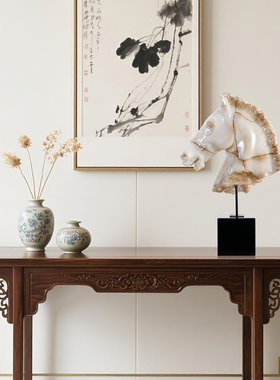 仿玉石雕塑艺术马头雕塑摆件