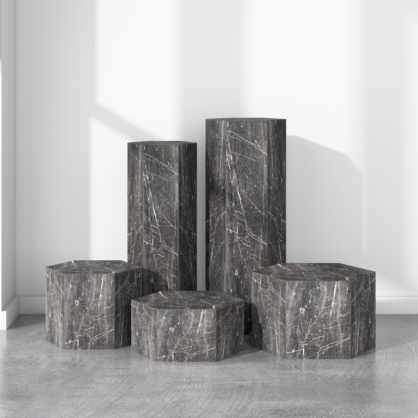 天然大理石底座客厅落地正六边形展示台装饰墩子高端花架边几摆件,淘宝优惠券,粉丝福利购,淘宝优惠卷