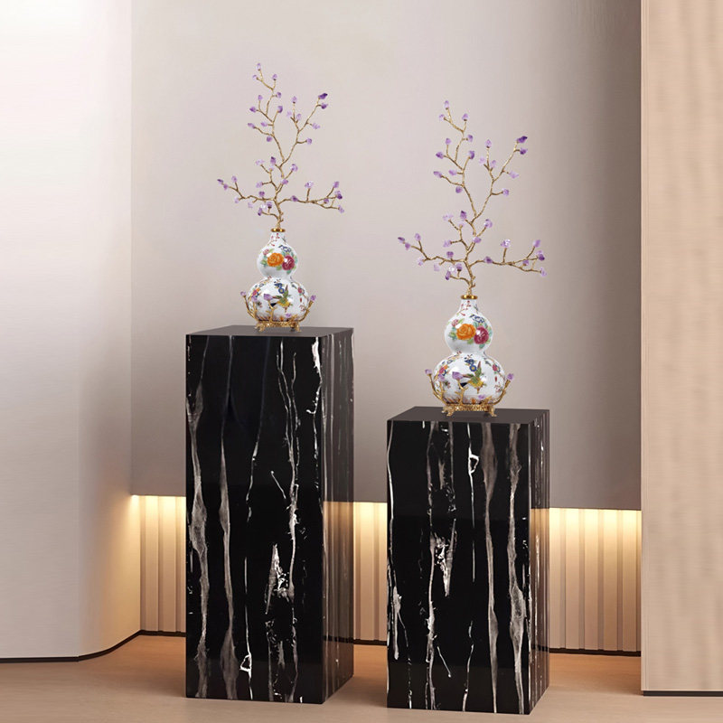 天然大理石底座客厅落地正六边形展示台装饰墩子高端花架边几摆件,淘宝优惠券,粉丝福利购,淘宝优惠卷