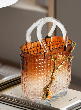 小众个性茶花手提包玻璃花瓶