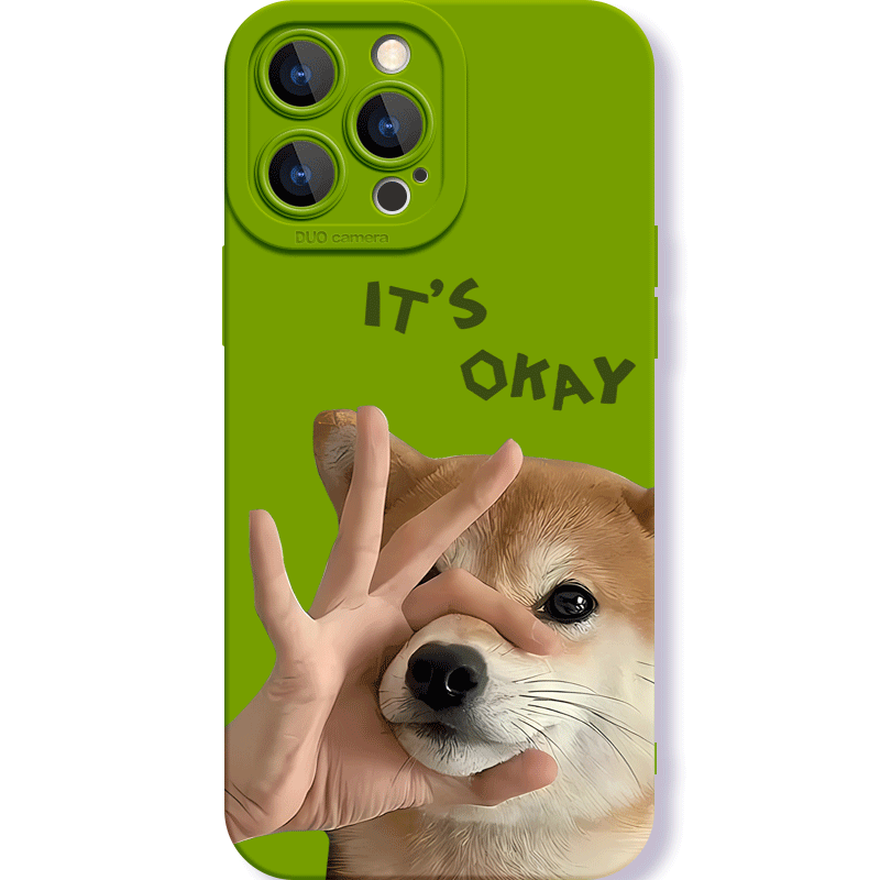 OK没问题2025新款适用苹果15手机壳iPhone14个性16pro趣味搞怪小狗13promax小众12高级11硅胶max全包防摔plus - 图0