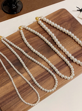 磁吸扣珍珠项链女日常外戴项圈法式气质颈链百搭吊带锁骨链小香风