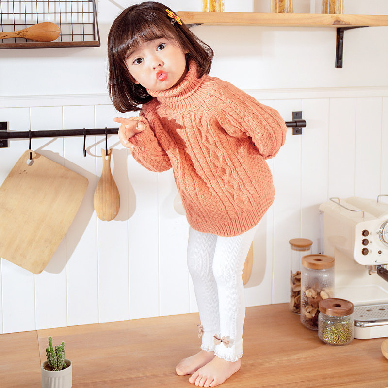 婴儿薄绒秋冬季纯棉女童加绒长裤子 伽诺米儿童袜子(0-16岁)
