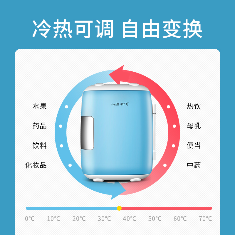 新飞车载冰箱迷你小冰箱宿舍用单人小型家用车家两用冷热微型储奶-图2