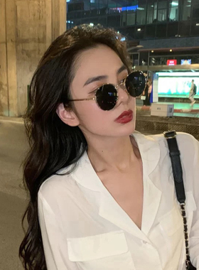 小红书网红同款圆框太阳镜女2023新款韩版潮超火防紫外线偏光墨镜