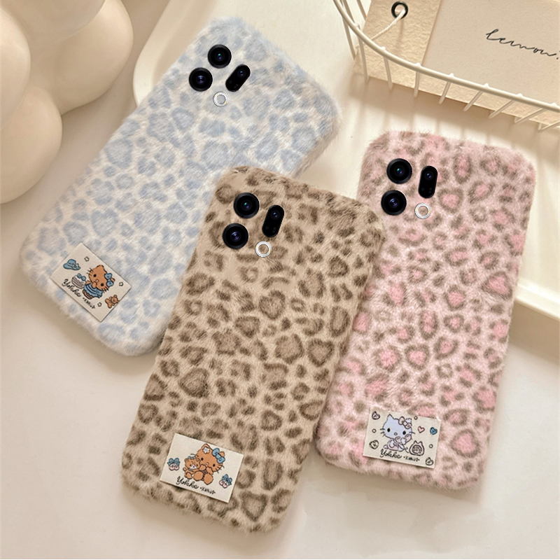豹纹凯蒂猫贴纸适用oppofindx9plus手机壳fondx8卡通x50pro可爱k12x秋冬季x7毛绒x6por软ultra/x5/x3/realme - 图3