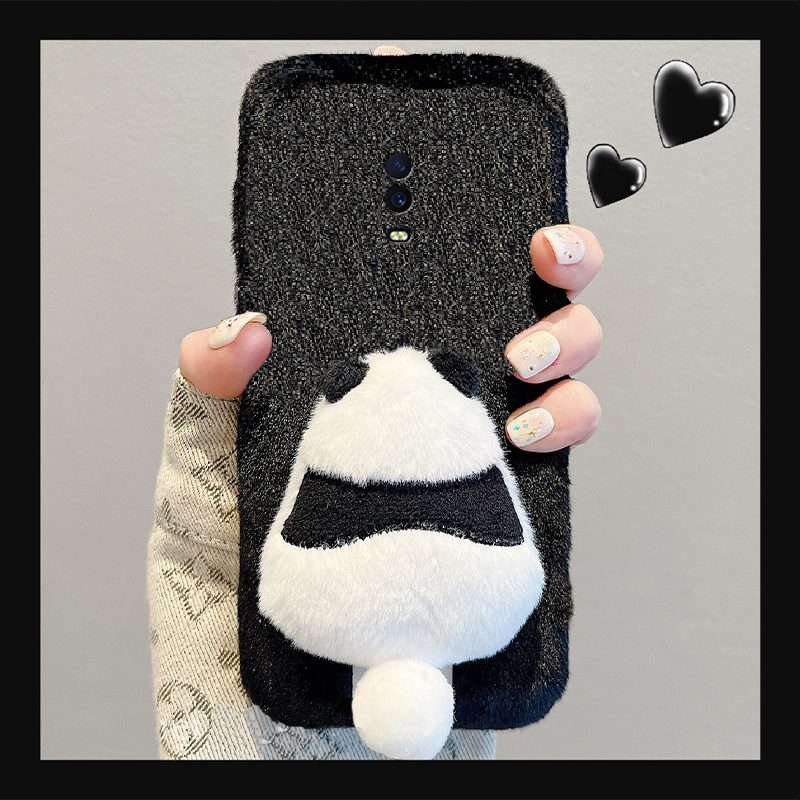 可爱熊猫尾巴适用oppor17pro手机壳r15x梦境版r11splus挂绳r9s呆萌r7plus毛绒r17秋冬季oppo毛茸茸0pp0卡通软 - 图0