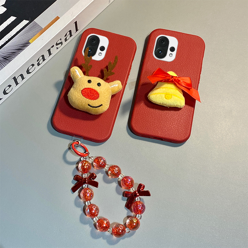 红色圣诞麋鹿适用vivos30promini手机壳s20立体s19挂链s18e可爱s17皮纹s16仿皮s15毛绒s12卡通s10por/s9e/s7t - 图1