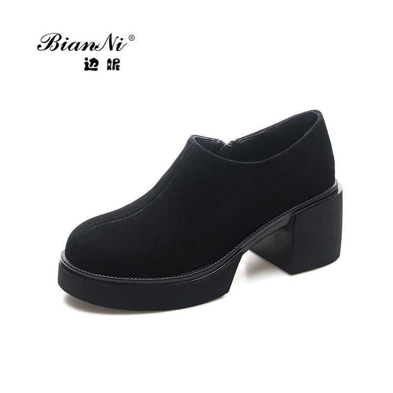 厚底鞋2025新款秋季女鞋春秋款单鞋高跟鞋粗跟皮鞋超软羊皮乐福鞋,淘宝优惠券,粉丝福利购,淘宝优惠卷