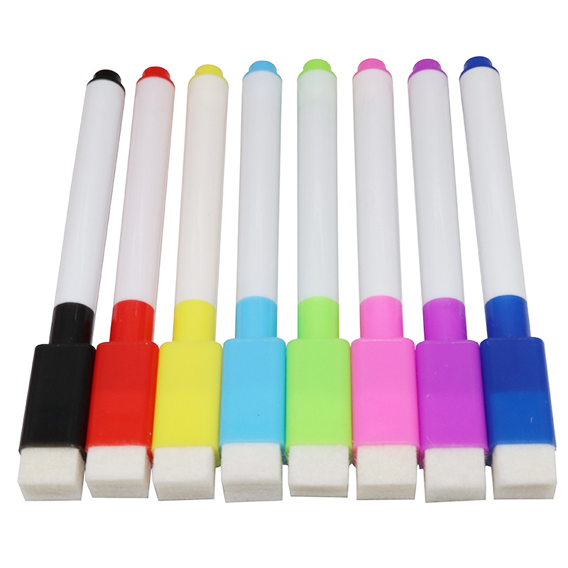 厂家可擦写白板笔儿童绘画彩色水性记号笔磁性带磁带刷8色笔-图2