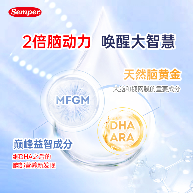 semper森宝奶粉2段瑞典MFGM乳糖婴幼儿配方奶粉盒装6-12月800g*4