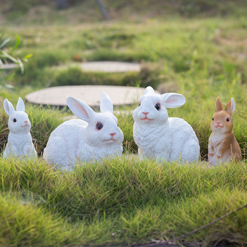户外仿真小白兔动物树脂雕塑卡通草坪园林景观可爱庭院装饰摆件 - 图2