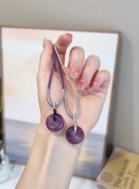 天然紫水晶平安扣项链女学生简约新颈链简约气质紫色吊坠锁骨链