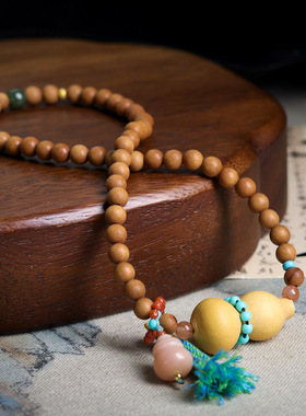 原创芭比檀木搭配种植葫芦多圈手链 文玩菩提根中式手串