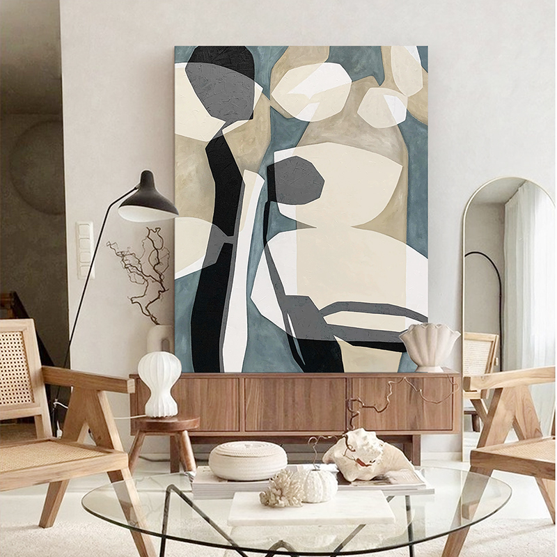 E painting手绘油画 《守候》侘寂风样板间客厅设计师高级抽象画