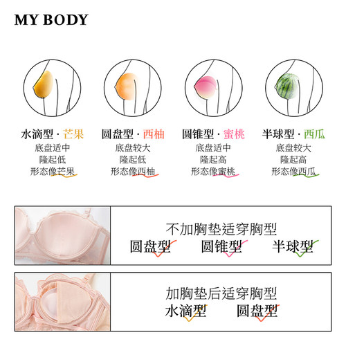 【小波浪】MYBODY商场同款内衣女小胸聚拢显大蕾丝性感缎面文胸 - 图3