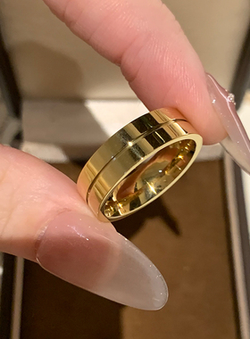 双槽宽版戒指女款光面素圈戒指