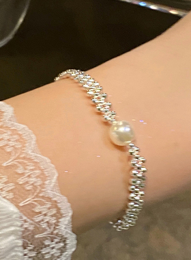 单珍珠银珠网编织公主手链女温柔