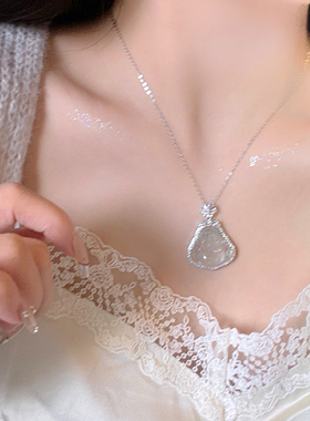 大肚佛公仿白玉髓项链女新中式