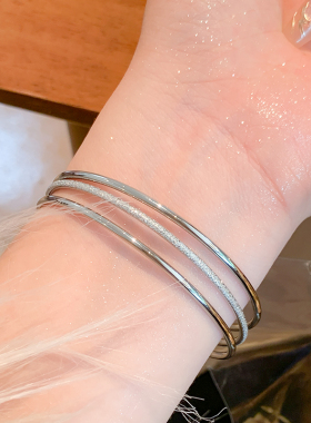 三生三世钛钢手镯女极简三圈叠戴