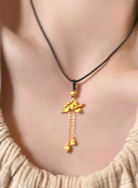 莲子荷花古法金色项链女新中式风