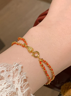 双层红绳编织转环手绳女寓意美好