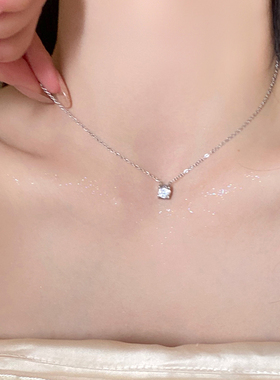 极简小方框项链女钛钢不掉色