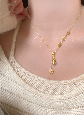 铜钱葫芦玉髓项链女新中式古风