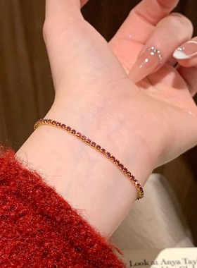 绯红极细满钻手链女精致简约百搭