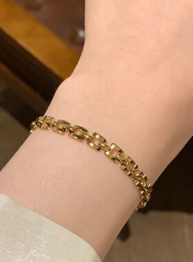 素链钛钢手链金色表带女款链条