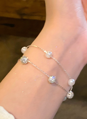 闪球双层缠绕珍珠手链女温柔仙女