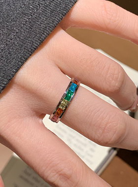 七彩钻满天星钛钢戒指女可碰水