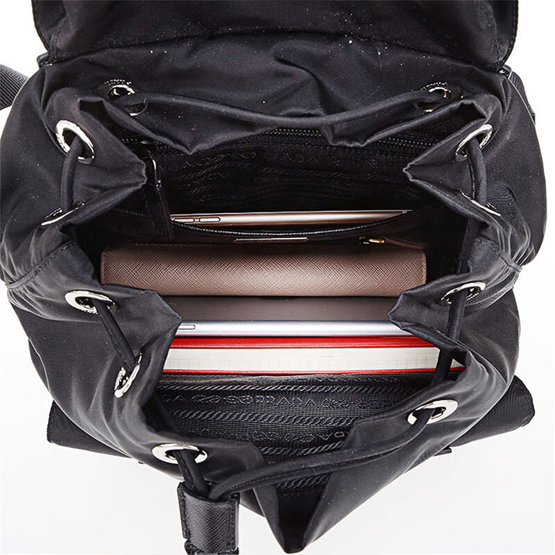 prada黑色织物配女士牛皮logo饰 联采海外女士包袋