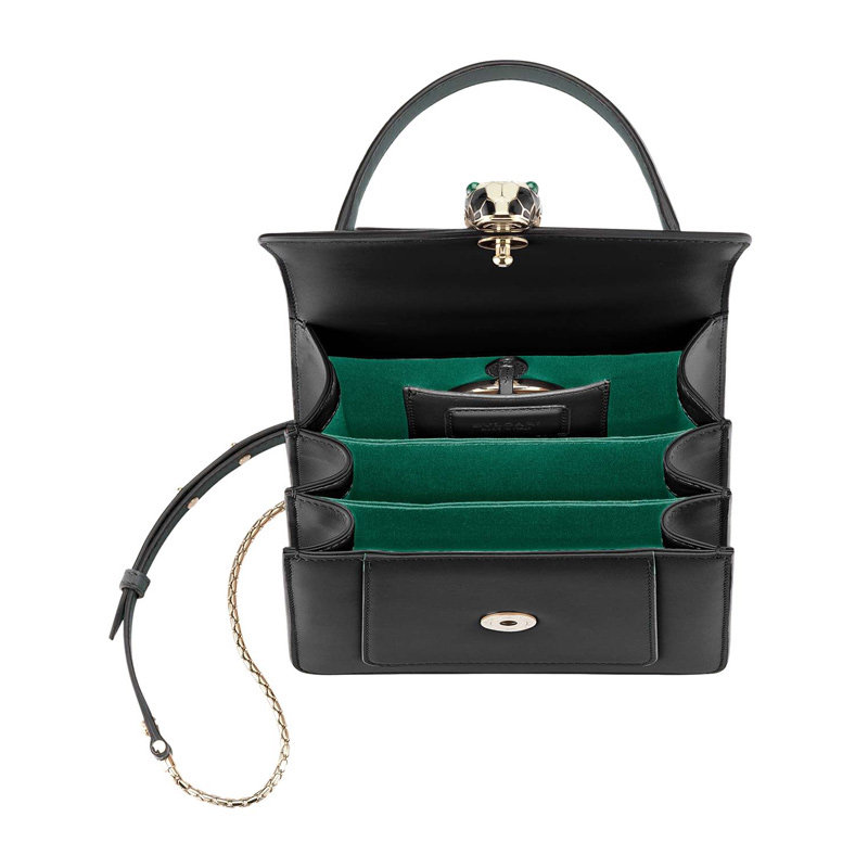 bvlgari女士黑色牛皮手提手提包 联采海外女士包袋