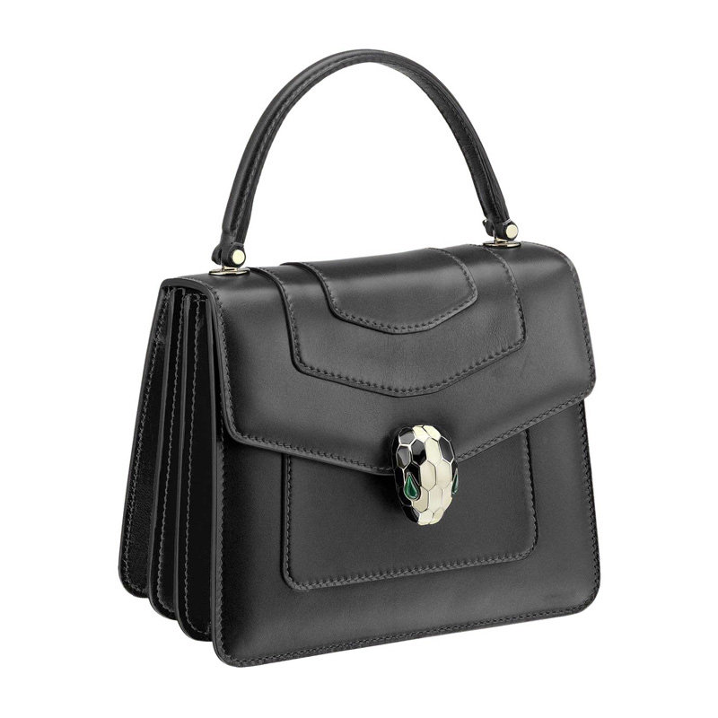 bvlgari女士黑色牛皮手提手提包 联采海外女士包袋