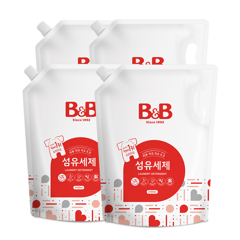 保宁B&B婴儿洗衣液儿童洗衣液天然成分温和补充装2100ml*4香草味