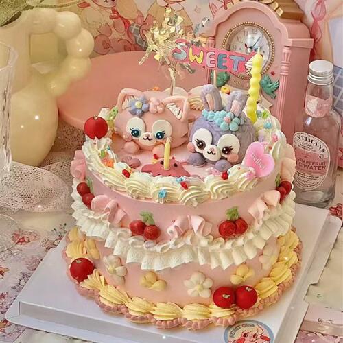 可爱造型三丽欧蛋糕装饰摆件kt猫美乐蒂乌萨奇头像生日装扮插件 - 图0
