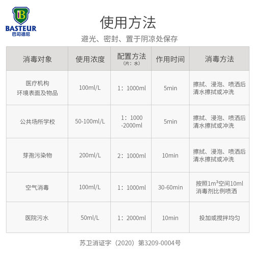 巴司德尼二氧化氯消毒片医院幼儿园学校空气消毒泡腾片100片/瓶 - 图2