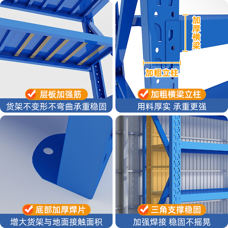 仓储重型置物货架家用多层落地收纳商用超市快递超强承重铁架子 - 图3