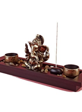 跨境印度树脂复古金色佛像象神烛台套装排灯节烛台家居工艺品摆件