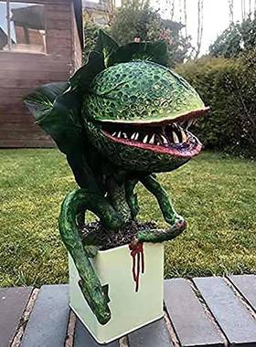 厂家直销万圣节跨境食人花恐怖摆件树脂工艺品血腥食人花绿色植物